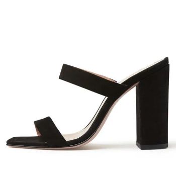High Heels Mules Square Toe Chunky Heel Sandals for Women - Sichuan Jinyou Shoes Co., Ltd. - China