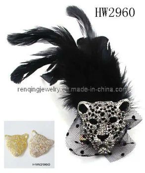 Leopard Style Rhinestone Feather Brooch for Lady Garment (HW2960) - Jiahongli Plastic Products Co., Ltd - China