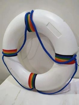 Durable Plastic OPEK Swimming Pool Lifebuoy Rings 21 Inch Color White Weight 1 KG Pattern Round Trim Colorful Packaging - Pikes Pools - India
