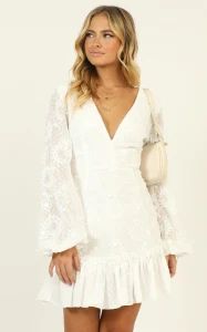 White Embroidery Sexy Fashion Ladies Dress - XH Textiles Ltd. - China