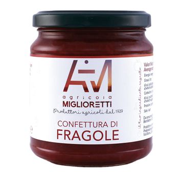 High quality strawberry jam 120% of fruit made in italy 350GR - SOCIETA AGRICOLA COOPERATIVA MIGLIORETTI - Italy