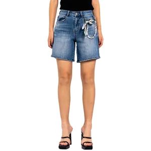 Designers Dark Blue Casual Chain Bow Jean Womens Shorts for Summer - Spring Fashion Co., Ltd - China