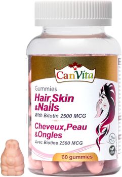 Canvita Hair, Skin and Nails Halal & Vegan Gummy made in Canada all vitamins you need 60/bottle from Canvita Canvita Hair, Skin and Nails Halal & Vegan Gummy made in Canada all vitamins you need 60/bottle - Canvita - Canada