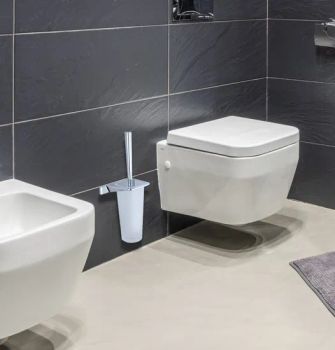 Bathroom Long Handle Wall Mounted Zinc Toilet Brush Holder Sets (NC27039) - TAIZHOU YINADA SANITARY WARE CO., LTD. - China