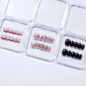 Custom 10 PCS French Short Square Handmade Artificial Press on Nails - Pingxiang Yoken Import & Export Trading Co., Ltd. - China