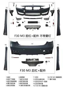 Car Body Kits Front Bumper with Rear Bumper Side Skirts Front Fender for BMW 3 Series F30 F35 M3 2012-2018 - CHANGZHOU RISING PEARL AUTOPARTS CO., LTD. - China