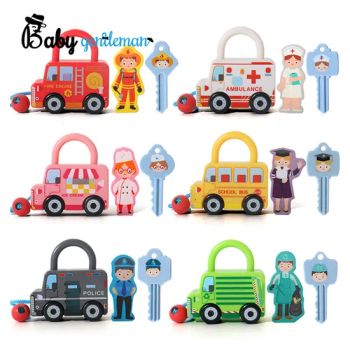 Hot Selling Kids Educational 6 PCS Wooden Unlock Car Toys with Keys Z04632A - Lishui Zhangzhongbao Toys Co., Ltd. - China