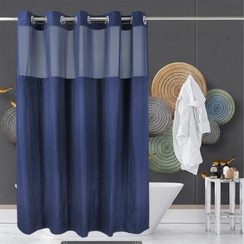 Hookless Waffle Weave Shower Curtain with Snap in Liner, Waffle Weave Shower Curtain - Shaoxing City Xinlan Textile CO., LTD. - China