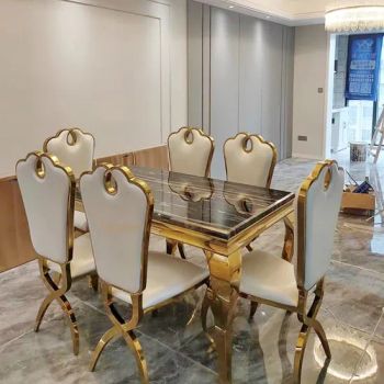 OEM Modern High Hole Cross Back PU Leather Living Room Chairs Stainless Steel Dining Room Chairs Set of 6 Event Rental Chair - Foshan Hoping Furniture Co., Ltd. - China
