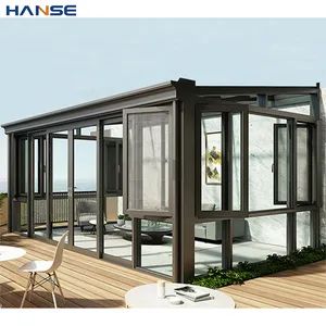 Custom High Quality Tempered Glass and Aluminium Frame Sun Rooms Backyard Sunroom with Awning Folding Windows - Foshan Hanse Industrial Co., Ltd. - China