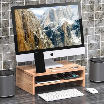 Double-Layer Bamboo Desktop Storage Shelf Computer Riser Monitor Stand - Fuzhou Green Life Technology Co., Ltd - China