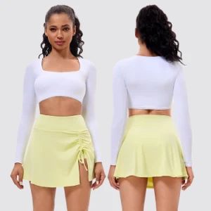 Ingor Sportswear Activewear Clothing Custom Women Workout Long Sleeve Crop Top T Shirts + Sports Skirt Tennis Wear Gym Sports Wear - Guangzhou Ingor Sportswear Co., Ltd. - China