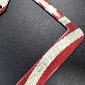 Metallic Finished USA Flag Car Tag Holder Cover License Plate Frames - Hangzhou Qianxi Crafts Co., Ltd. - China