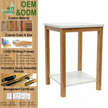 Side Table Square White Two Layer Cozy Casual Home Style Small Bedside Table Store Books & Alarm Clock Sofa Side Coffee - Hangzhou Bamsong Tech Co., Ltd. - China