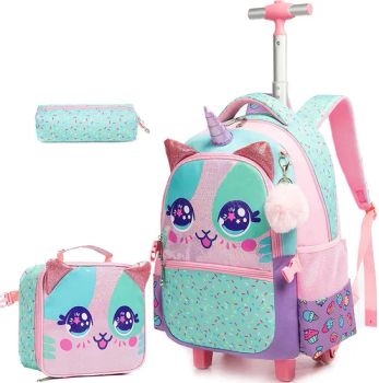 Roller Backpack with Wheels Set for Elementary Students Season All Trademark QM Gender Girls Style Cartoon Service OEM/ODM - Quanzhou Qiming Import and Export Trading Co., Ltd - China