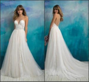 Sleeveless Wedding Gown Lace Backless Beach Bridal Dresses W14045 - Suzhou Leader Apparel Co., Ltd. - China