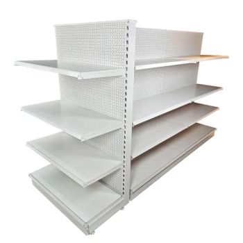 Detachable-Footed Iron Supermarket Gondola Shelf with 40cm Perforated Back Panels and Front-and-Back Double-Groove Laminates. - Changshu Ourunda Commercial Equipment Co., Ltd. - China
