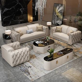 Luxury Modern Furniture Living Room Leather 3 Seater Office Villa Recliners Chesterfield Sectional Sofa Set - Homeylife Furniture Co., Ltd. - China