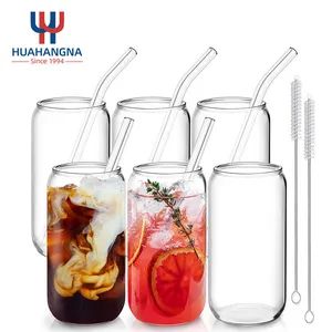 Amazon Hot Sale Drinking Glasses 6 PCS 16oz Soda Can Shaped Glass Cups Set with Straw for Smoothie Boba Tea Whiskey Water Iced Coffee - Wuhan Xinhuahang Household Goods Co., Ltd. - China