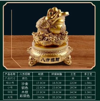 Very Lovely Toad Resin Frog with Gold Coin in Mouth for Wealth Luck - Guangzhou Zhuojiang Arts and Crafts Co., Ltd - China