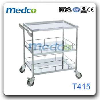 Medical Equipment Three Lyers Handle Stainless Steel Instrument Trolley Cart - Foshan Medco Medical Equipment Co., Ltd. - China