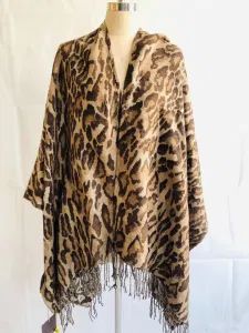 Lady Fashion Elegant Leopard Pattern Knitted Scarf Poncho Wrap Shawl - YiWu OuYe Accessories Co., Ltd. - China