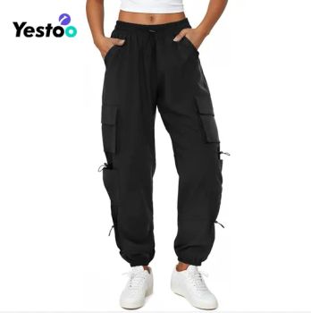 Womens Parachute Cargo Pants with Pockets Quick Dry Hiking Pants Lightweight Water-Resistant Baggy Joggers - Amoy Yestoo Apparel Co., Ltd. - China