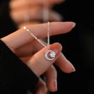 Fashion S925 Sterling Silver Crescent Shining Zircon Moon Pendant Necklaces for Women Jewelry Accessories - Guangzhou Peishang Jewelry Co., Ltd. - China