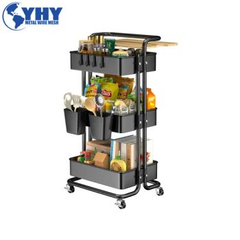 3-Tier Utility Cart Storage Rolling Cart with Casters - Anping Ying Hang Yuan Metal Wire Mesh Co., Ltd. - China