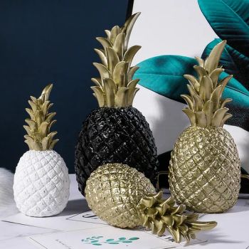 Nordic Ins Style 25cm 20cm 15cm Resin Fruit Ornaments Crafts Black Gold White Color Painting Pineapple Ornaments Model - Xiamen Qlfamily Technology Co., Ltd. - China