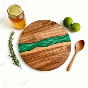 Handmade Acacia Wood and Blue Epoxy Resin Cutting Board Cheese Platter with Handle - Yangjiang Gelaiya Industry & Trade Co., LTD - China