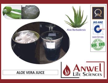 Aloe Vera Juice With Pulp Purity 100% Fiber Size 2 Mm To 5 Mm Certification Iso 9001:2008 Plant Part Used Inner Gel Of - Anwel Life Sciences Pvt Ltd - India