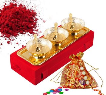 Wedding Gift Silver Plated Brass Bowl Wedding Gift Material Brass Finishing Silver Plated Color Silver And Gold Plated Printing Type Embossed With Floral - Narula Handicrafts - India