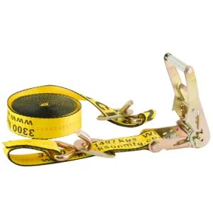 OEM 2inch x 20feet Yellow Ratchet Strap Tie Down with Double J-Hooks and Floating D-Rings - Ningbo Harsco Machinery Co., Ltd. - China