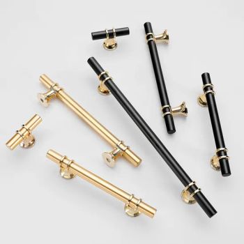 Flute Black Gold Furniture Handle Aluminum Alloy Solid Cabinet Knobs and Handles - Guangzhou Longterm Technology Co.,Ltd. - China