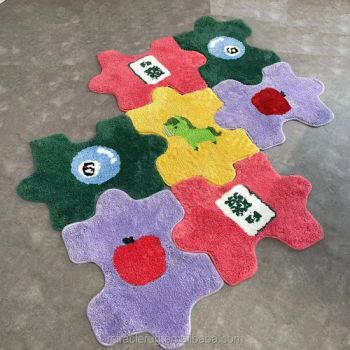 Puzzle Pink Cutting Playmat House TPR Polyester Floor Mats Plush Rugs Living Room Fluffy Rug Mat 1 Piece Soft Home Kids Baby Activity Non-Toxic Play Mats - Gongyi Miracle Trading Co., Ltd. - China