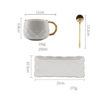 Nordic Coffee Mug Saucer Set 250ml Creative Ceramic Cups Set with Saucer and Spoon for Office and Home - Shanxi Midas Industrial Co., Ltd. - China
