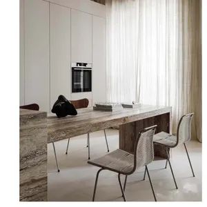 Easy Cleaning Durability Gray Travertine Kitchen Island Bench Luxurious Kitchens Islands Natural Silver Travertine Countertop Travertine - Newstar (Quanzhou) Industrial Co., Ltd. - China
