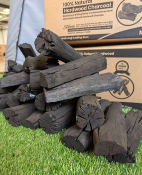 BBQ Hardwood Lump Charcoal Premium Restaurant Grade 10kg box - High Carbon - High Heat - No fillers or Chemicals XL Logs Eco-friendly sustainable - RJS TRADING LIMITED - United Kingdom