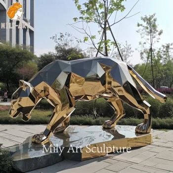 Mirror Polished Modern Abstract Stainless Steel Leopard Statue for Sale - Zhengzhou Millie Arts & Crafts Co., Ltd. - China