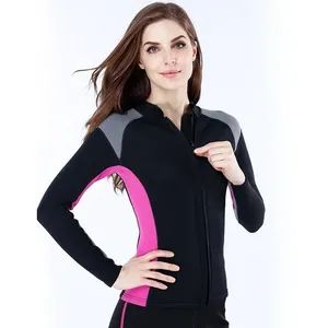Ladies Tops 2mm Neoprene Diving Suit Women's Surf Long Sleeve Top Front Zipper Thermal Wetsuit Jacket - Bestway Sport Ltd. - China
