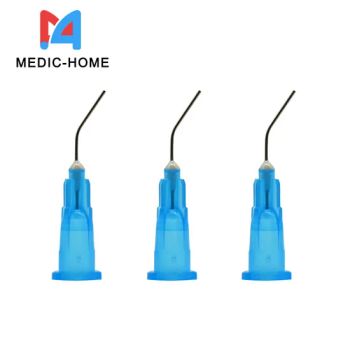 Dental Pre-Bent Irrigation Needle Tips Blue Material Metal Certification CE Trademark Medic home Specification 18-25g Origin Jiangsu, China - Medic-Home Co., Ltd. - China