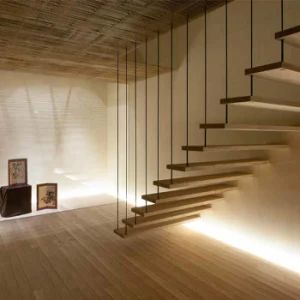 DIY Stainless Steel Wire Glass Railing Solid Wood Tread Floating Stair - Shenzhen Prima Industry Co., Ltd. - China