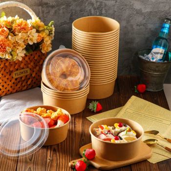 Customize Food Packaging Take Away Kraft Paper Salad Disposable Paper Bowls - Lt Packaging Co., Ltd. - China