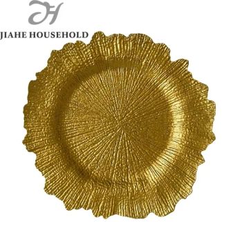 13 Inch Plastic Decorative Plate for Weddings Factory Direct Sale Charger Plate Best Selling Model Geometric Floral Tray Contempor - Fuzhou Jiahe Household Products Co., Ltd. - China