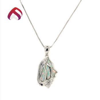New Arrival 925 Sterling Silver Opal Jewelry Fancy Pendant with Sea Snail Shape Opal Stones Fashion Necklace - YU JING JEWELRY CO., LTD. - China