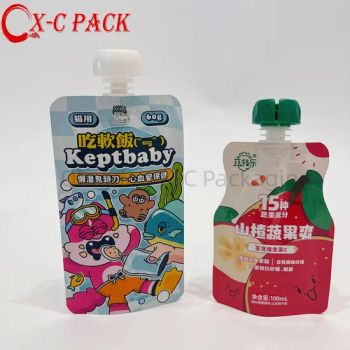 Custom Biodegradable Food Packaging Doypack Plastic Baby Food Drink Custom Printed Stand up Pouch Snack Sugar Juice Liquid Sauces  - Qingdao Jinxucheng International Trade Co., Ltd. - China