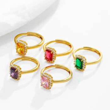 Luxury Wedding Stone Jewelry Gold Plated Adjustable Zircon Moissanite Diamond Engagement Rings - Hongkong XQ Trading Co., Limited - China