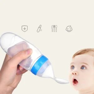 Baby Rice Paste Bottle Baby Silicone Milk Bottle Extrusion Spoon Children Supplementary Food Bottle Spoon Feeder - Milesun Rubber & Plastic Technology Co., Ltd. - China