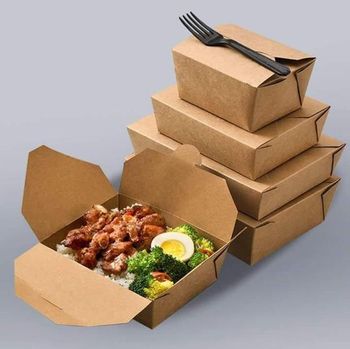 Salad Lunch Box Disposable Hamburger Cake Food Container Shape Square Material kraft paper Brand Name Kraft paper lunch - FIN ALAMAK  - Russian Federation
